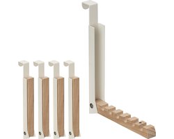5x inklapbare deurhaak - deurkapstok - voor 6 kledinghangers - organizer - beige