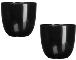 5x stuks bloempot zwart keramiek voor kamerplant H9 x D10 cm - Mica Decorations plantenpotten