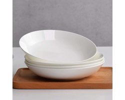 6 "-10.5" Wit Bone China Plaatschotel Thuis diepe Mond Zuivere Witte Keramische Diner bord-10.5" schijf (4 stuks)