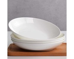 6 "-10.5" Wit Bone China Plaatschotel Thuis diepe Mond Zuivere Witte Keramische Diner bord-8" schijf (4 stuks)