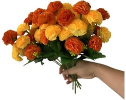 6 Bunches Boeket Kunstzijde Anjers 36 cm Nepp bloemen voor Thuisdecoratie en Bruiloft Versiering (Geel en Oranje)