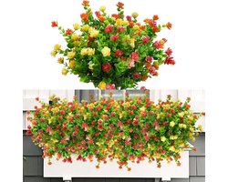 6 bundels kunstbloemen balkon kunstbloemen weerbestendig herfstbloemen herfst kunstplanten buiten boeket uv-bestendig balkonplanten als echt voor balkonbak - binnen en buiten