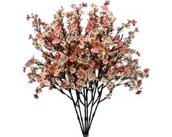 6 Bundels Kunstbloemen Gipskruid - Real Touch - Nepbloemen Zijden Bloemen Bulk - voor Vaas, Thuis, Kantoor, Bruiloft, Lente, Binnen, Buiten, Tafeldecoratie, Feestdecoratie, Goud & Geel