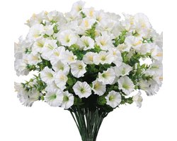 6 Bundels - Kunstbloemen - Net als echte kunstplanten voor op het balkon. Weerbestendige zijden petunia's, boeket, UV-bestendig, nepbloemen voor balkon, bloembak, binnen en buiten.
