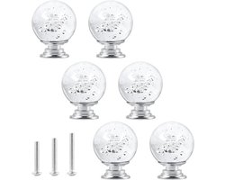 6 Crystal Kastknoppen, Ladeknoppen, Bubbelvormige Dresser Knoppen met Zilveren Basis voor Keuken, Kasten en Badkamer Decoratie