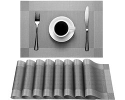 6 Delig - Zilveren PVC Placemats voor de Eettafel - 45x30cm, Wasbaar, Hittebestendig en Eenvoudig te Reinigen, Ideaal voor Keuken, Dineren en Hotels
