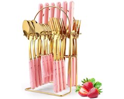 6-delige bestekset - hoogwaardig roestvrij staal - inclusief bestekrek