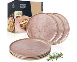6-delige dinerbordenset - Ø 27 cm - Mediterrane borden in zacht terracotta - Voor dagelijks gebruik en speciale gelegenheden