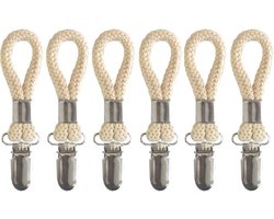 6-delige Handdoekclips - Gevlochten Katoenen Ring Handdoekclip - Metalen Theedoekhaak met Gevlochten Katoen - Stabiele Hangclip voor Theedoekhouder - Keuken - Badkamer - Theedoek