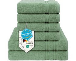 6-delige Handdoekenset 100% Katoen Saliegroen | 2 Badlakens & 4 Handdoeken
