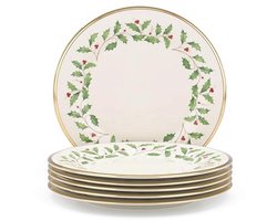 6-delige kerstservies set voor 6 personen, porselein, vaatwasmachinebestendig, ronde borden voor feestelijke bijeenkomsten