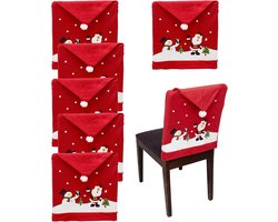 6-delige kerststoelhoezen - Geschikt voor eetkamerstoelen, kerstmutsen en stoelrughoezen - Ideaal voor kerstfeestjes en vakantiedecoraties