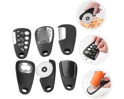 6-delige - keukengereedschappen set - Multifunctioneel keukengereedschap - draagbare karabijnhaak - fruit groenteschiller - kaassnijder - flesopener - knoflookpers - gembermolen - pizzasnijder - kookgerei - koken - bakken