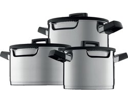 6-delige kookpottenset downdraft - Zwart - PFAS-vrij