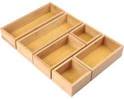 6-delige lade-organizer set bamboe, opbergdozen voor keuken, badkamer en kantoor