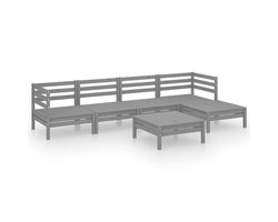 6-delige Loungeset | Tuinset | Tuinmeubelset | Zitset massief grenenhout grijs