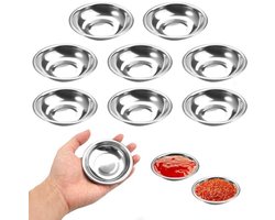 6-delige mini-dipschalen van roestvrij staal - 8 cm schalen voor sauzen en snacks