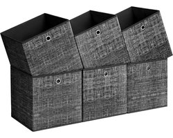 6-delige opbergdoosset - Zwart gevlekte organizer - Kartonnen bak - Container van niet-geweven stof - Lichtgewicht - Duurzaam - Ruim - 33 cm x 33 cm x 33 cm