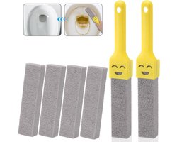 6-delige Pumice Steen Set voor Toilet met 2 Handvatten, Vervangbare Natuur Pumice Sticks voor Effectieve Toilet Reiniger, Kalkverwijderaar voor Badkamer en Zwembad