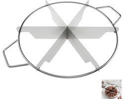 6-Delige Roestvrijstalen Taartsnijder - Antiaanbak Taartverdeler - met Handvat - geschikt voor Bakkerijen, Cafés, Restaurants en Thuisgebruik - 31×26.5cm - zilver