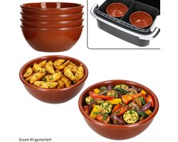 6-delige set aardewerken schaal 15cm bruin geglazuurd 650ml - 99538