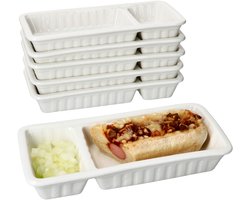6-delige set FRIKANDEL-schaal rechthoekig 2 zones wit porselein – 24303047