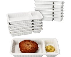 6-delige set FRIKANDEL-schaal rechthoekig 2 zones wit porselein – 24303047