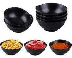 6-delige set kleine kommetjes voor kinderen - herbruikbare kunststof soepkommen, ontbijtkommen, ideaal voor muesli en dipsaus - zwart