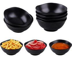 6-delige set kleine kommetjes voor kinderen - herbruikbare kunststof soepkommen, ontbijtkommen, ideaal voor muesli en dipsaus - zwart