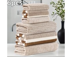 6-delige set van koraalmateriaal, 3 badhanddoeken, 3 handdoeken combinatieset