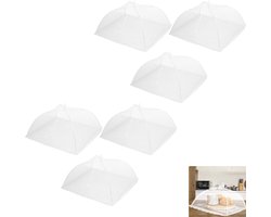 6-delige set - Voedselafdekking - Opvouwbare voedselbeschermer - Picknickafdekking - Muggenwerend - Beschermt tegen muggen, vliegen en stof - Geschikt voor buitenfeesten, picknicks, barbecues of gebruik in de keuken - 43*43 cm - Wit