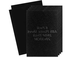 6-delige set zwart ABS kunststof platen 3 mm - 20 x 30 cm voor modelbouw en knutselen