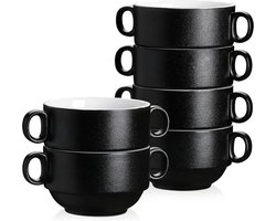 6-delige soepkommen van aardewerk met handvat - 400 ml soepkommen met oor