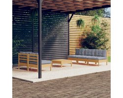 6-delige tuinmeubelset met grijze kussens grenenhout outdoor meubelsets balkonmeubelsets terrasmeubelsets tuinmeubelsets tuinmeubelsets tuinmeubelsets voor terras, tuin, balkon
