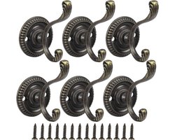6-delige vintage hakenset, retro wandkapstok, metalen deurhaken met schroeven, geschikt voor badkamer, keuken, handdoeken, sleutels, enz.