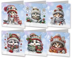6 Diamond Art kerstkaarten - 15x15 cm - Inclusief envelop - Complete Diamond Art set