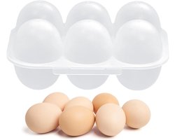 6 Eieren Kunststof Eierhouder - Eierdoos - Koelkast Organizer - Opbergdoos - Houseware - PP-Materiaal - 15.5 X 7 X 10.3cm - Eiermand voor Koelkast, Camping, Picknick, Eierwagen, Eierdispenser