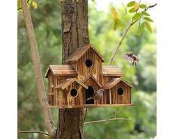 6-gats handgemaakt vogelhuisje, vogelhuisje Geschikt voor buiten, 6-gats kolibriehuisje, groot hangend vogelhuisje, nestkast, vogelhuisje opberg- en voederapparaat