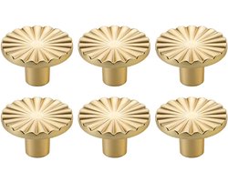 6 Geborsteld Gouden Kastgrepen - 37×37×20 mm - Platte Messing Ladegrepen - Geschikt voor Keukens, Kasten, Badkamers, Dressoirs, Garderobekasten - Goud