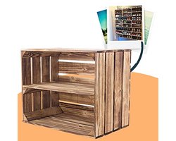 6 Gevlamde Houten Kisten voor Schoenen en Boeken - Decoratief en Praktisch Rek