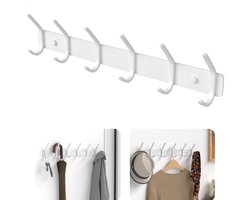 6 haken Kapstok - Muur Wandkapstok voor slaapkamer, badkamer en keuken - Kapstok Hangend voor jassen, mantels, tassen, hoeden en sjaals