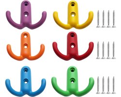 6 haken, kinderkapstokken, kleurrijke kapstokken, kleine metalen kapstokken, kledingkastaccessoires, voor badkamer en slaapkamer