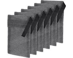 6 herbruikbare grijze zeepzakjes - Schuimend nylon net, reisformaat