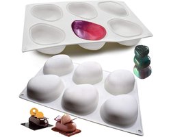 6 holtes silicone bakvorm voor 3D stenen, niet-klevende cakevorm, ideaal voor muffins, cupcakes en zeep maken
