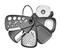 6-in-1 draagbare keukenhulp- roestvrijstalen keukenhulp- kaasrasp- kruidenschiller- flesopener- fruitschiller- keukenaccessoires- geschikt voor campers- huizen en kamperen