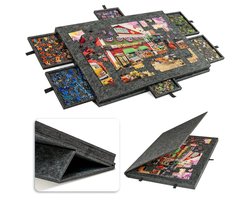 6-in-1 Draagbare Puzzeltafel Met Standaard - Puzzelbord 1000 stukjes - Portapuzzle - Puzzelplaat - Puzzelbord met opbergsysteem - Puzzelplank - Puzzel bord - Puzzeltafel - Draaibaar Puzzelbord - 6 lades - Vilt materiaal - 6 in 1 - Opvouwbaar