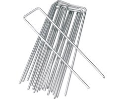 6-inch tuinstaak gegalvaniseerde landschapsnagel, U-vormige grasnagel voor kunstgras, roestbestendige grasnagel staak voor het bevestigen van hek en onkruidbarrière, openluchtdraadtent waterdichte doek (50 stukken)