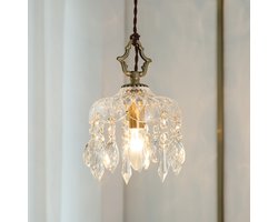 6 inch vintage kristallen kroonluchter, kristallen koepelvormige hanglamp, kroonluchter voor slaapkamer, gang, balkon, nachtkastje, bar, warm licht