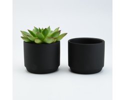 6 kleine zwarte keramieken bloempotjes  - D7/H6 cm - Ideaal als bedankje of op de kast!