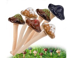 6 Kleurrijke Keramische Paddenstoelen Decoratie - Tuinornamenten en Tuindecoratie